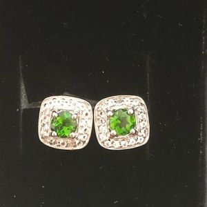 NWOT Sterling Silver Chrome Diopside & White Topaz Earnings
